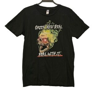 Royal Apparel Sunrise Movement Green New Deal Skull Graphic Tee Black Small USA
